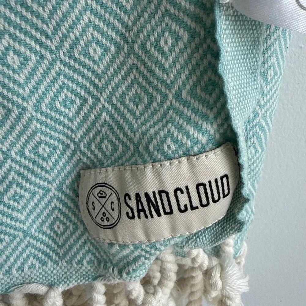 SAND CLOUD 100% Cotton Turkish Peshtemal Mint Green Diamond Pattern Beach Towel